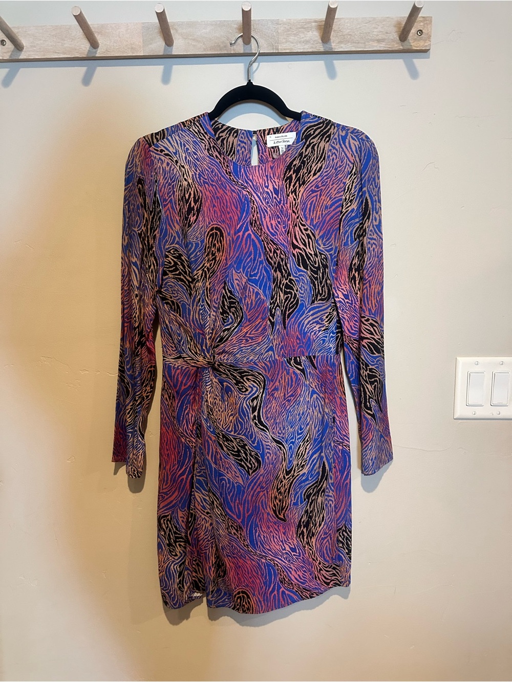 & Other Stories Long Sleeve Abstract Twist Dress in Purple and Pink
